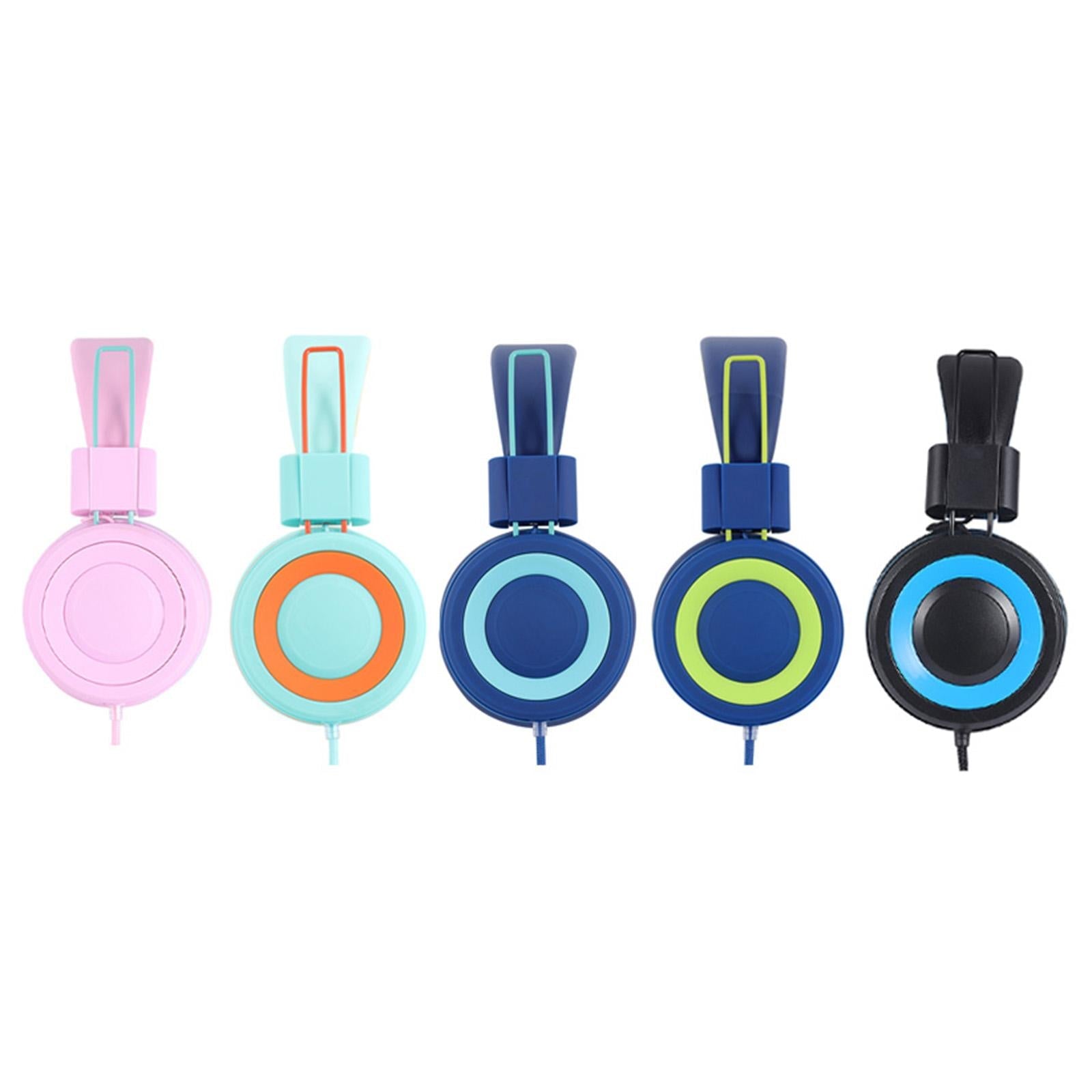 On-Ear Wired Headset Noise Cancellation 3.5mm Socket for School Travel Kids Blue Black