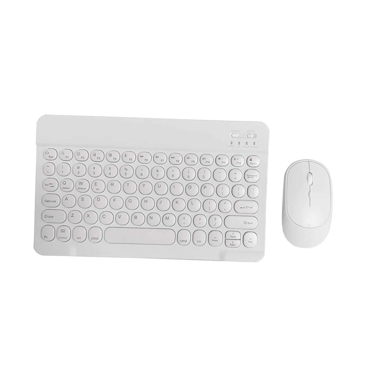 Round Keycap Wireless Bluetooth Keyboard for Phones Laptop White  with Mouse