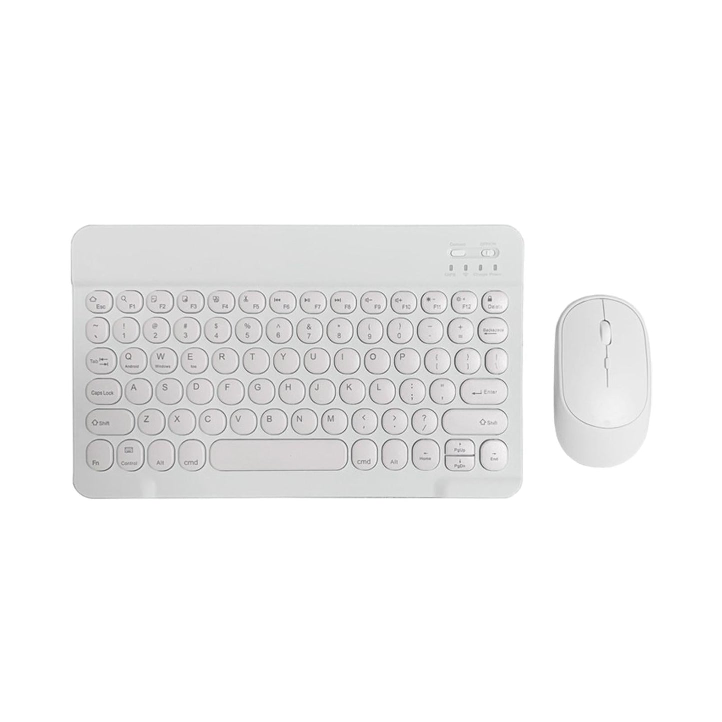 Round Keycap Wireless Bluetooth Keyboard for Phones Laptop White  with Mouse