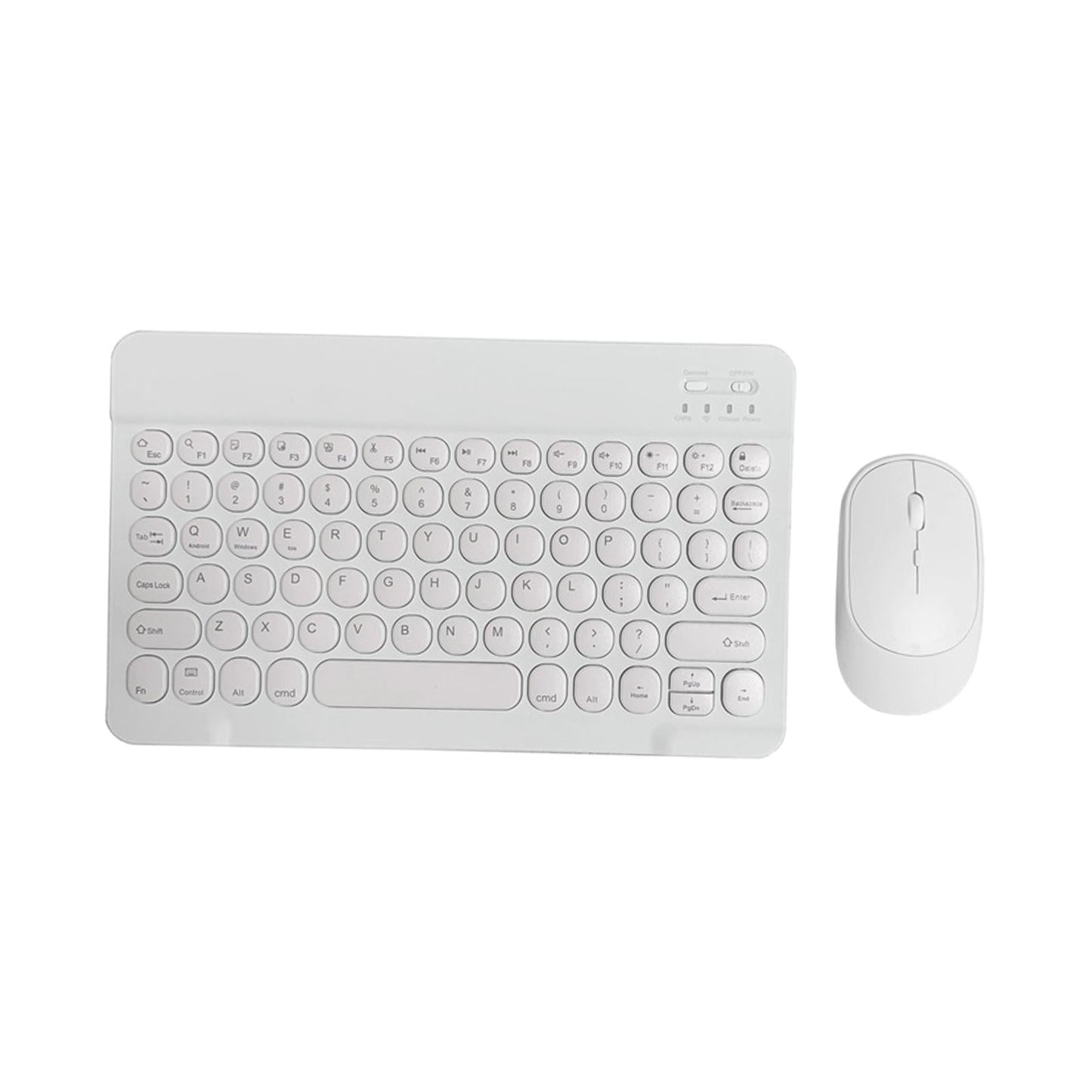 Round Keycap Wireless Bluetooth Keyboard for Phones Laptop White  with Mouse
