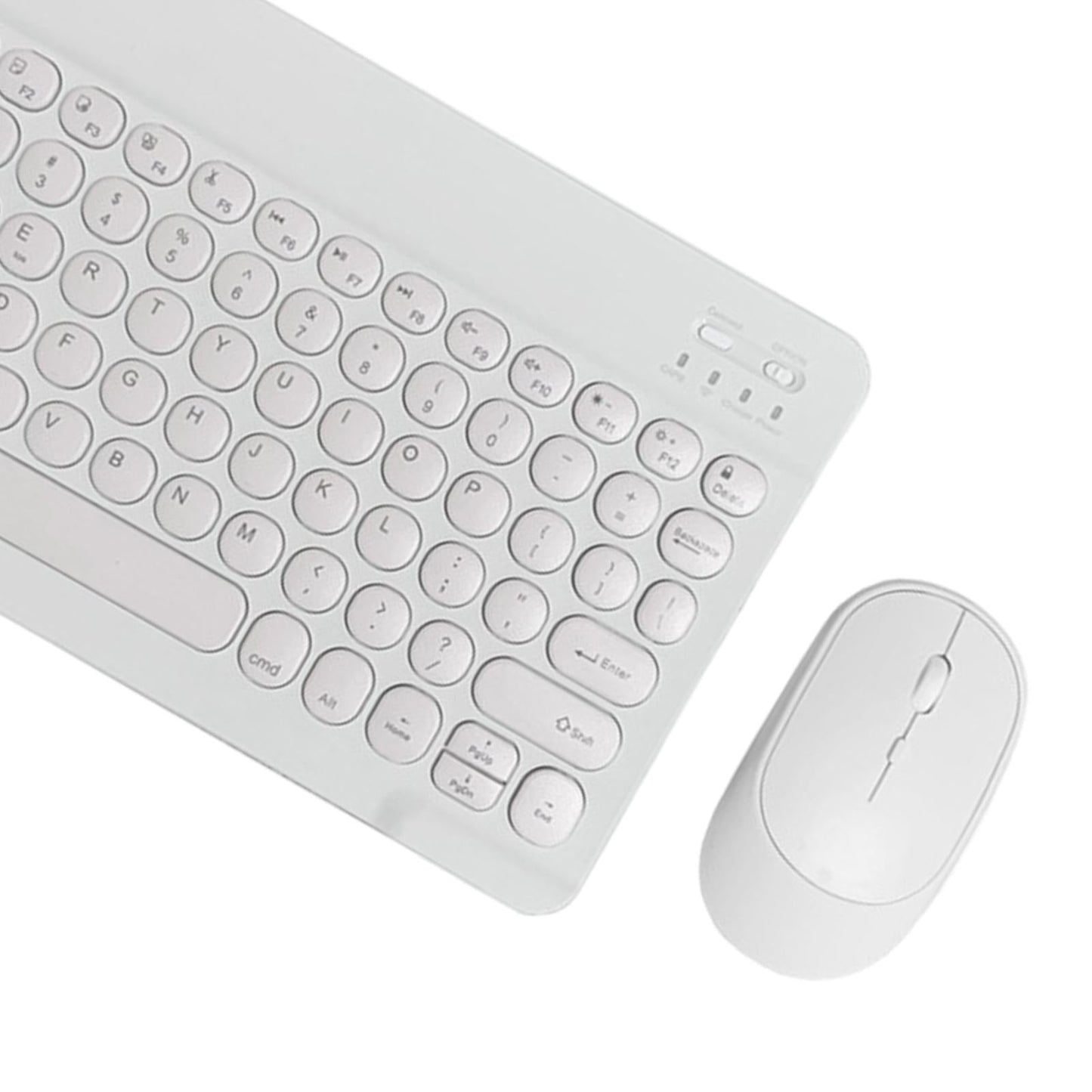 Round Keycap Wireless Bluetooth Keyboard for Phones Laptop White  with Mouse