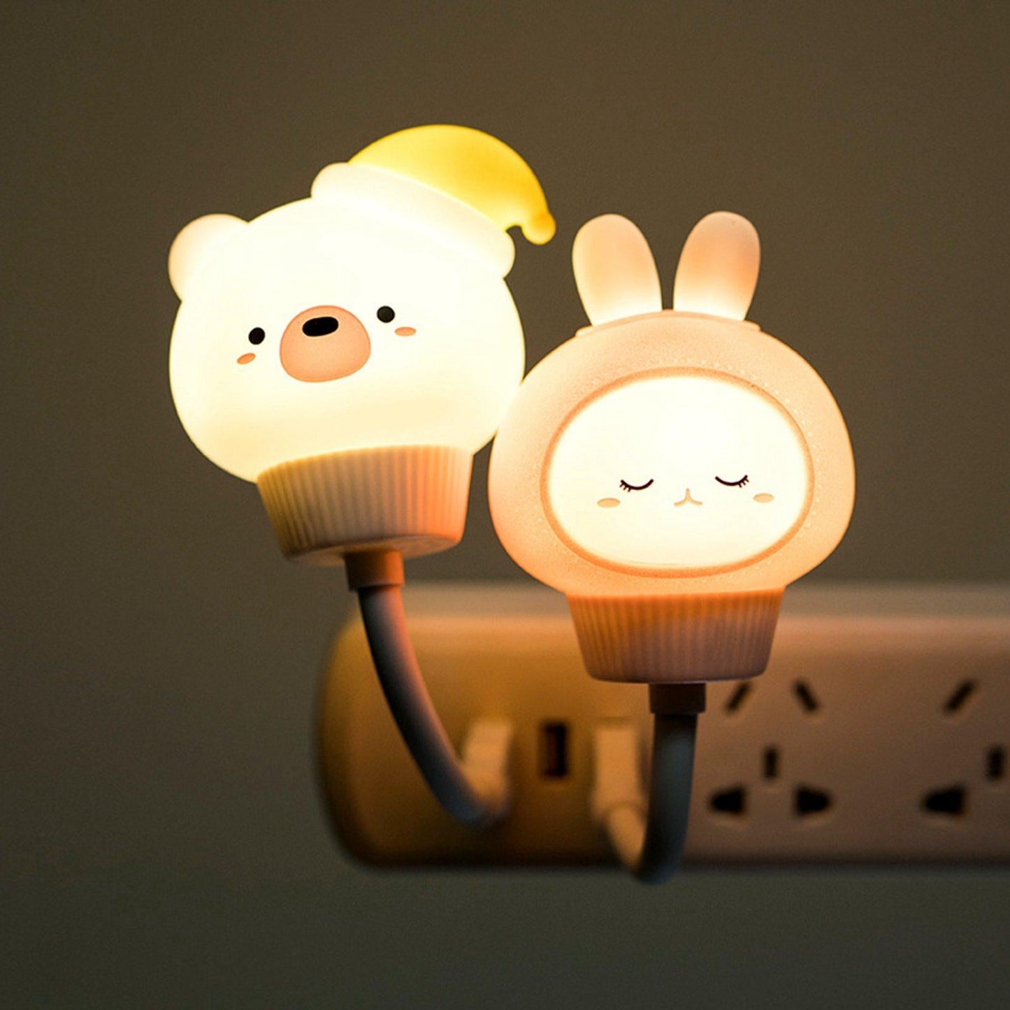 Night Light Under Cabinet Decorations Mini for Bedroom Kitchen Baby Girls Pink Bunny