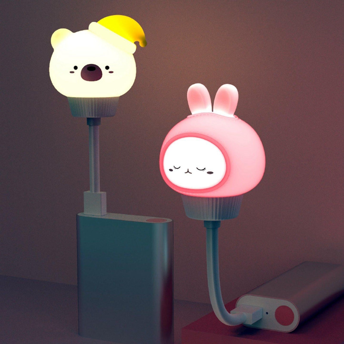 Night Light Under Cabinet Decorations Mini for Bedroom Kitchen Baby Girls Pink Bunny