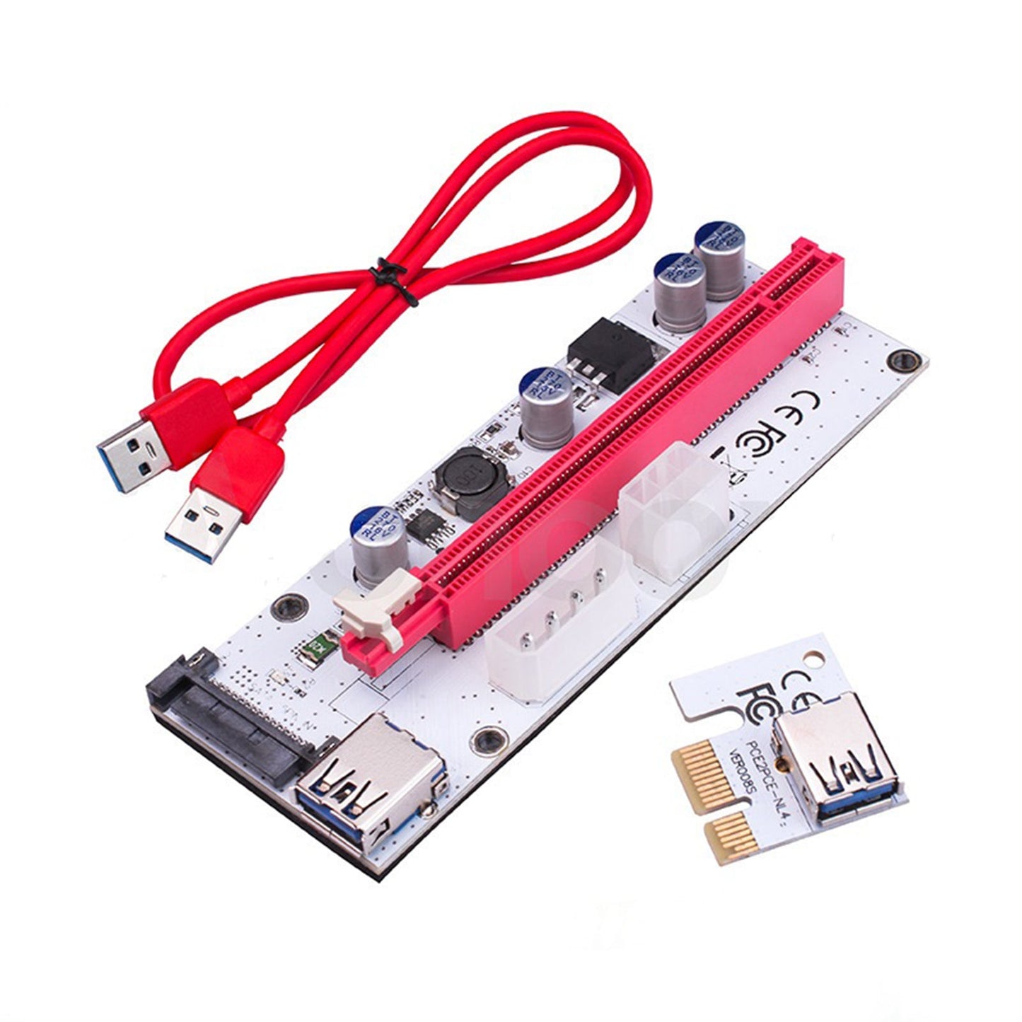 PCIE Riser Card Adapter PCI Express 1x to 16x Extension for Miner red white