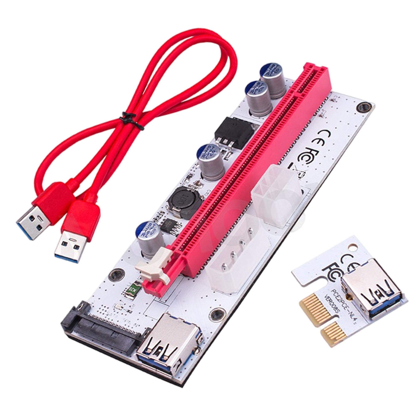 PCIE Riser Card Adapter PCI Express 1x to 16x Extension for Miner red white