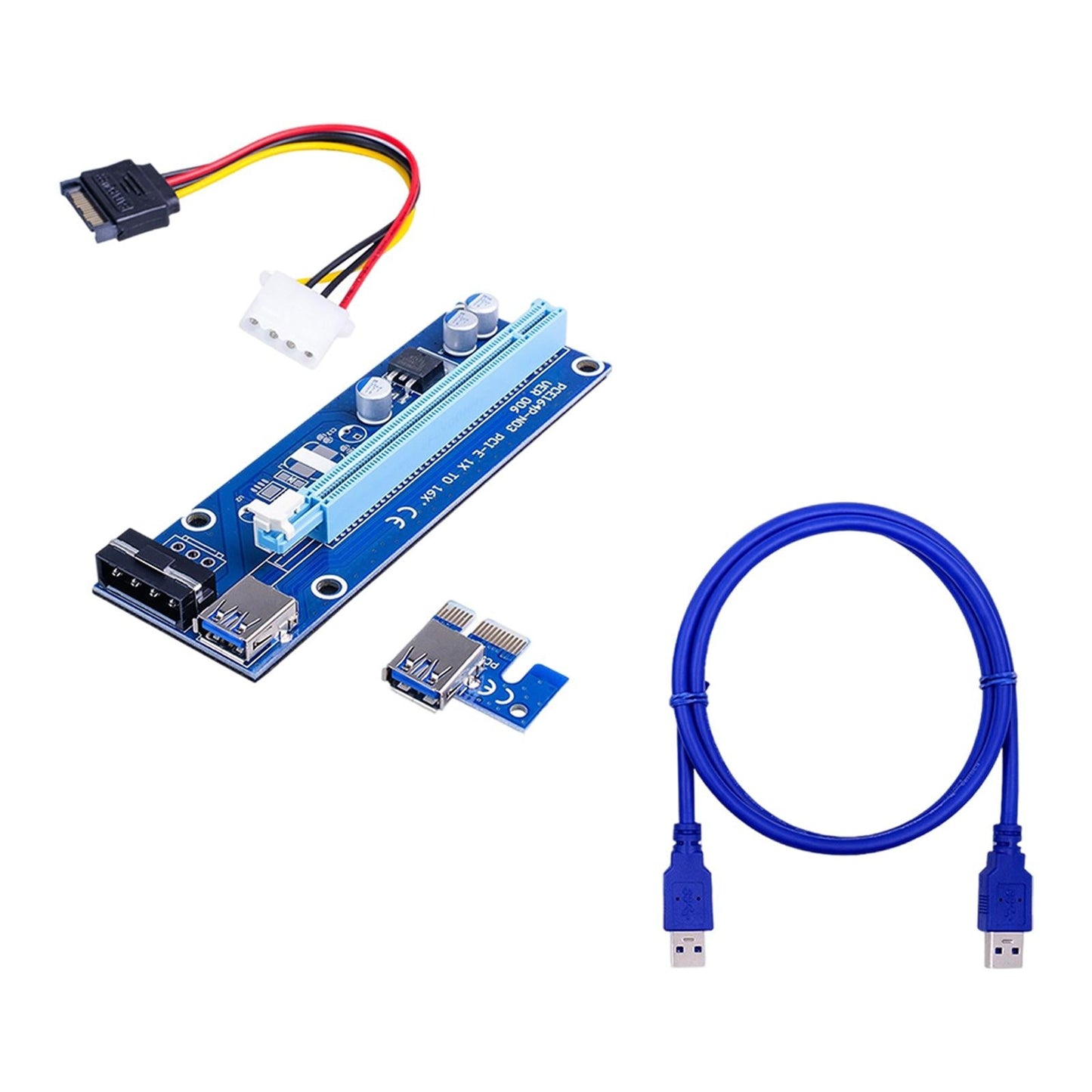 VER006S PCI-E Riser Card PCIE 1X to 16X USB 3.0 SATA Power for Bitcoin 4pin