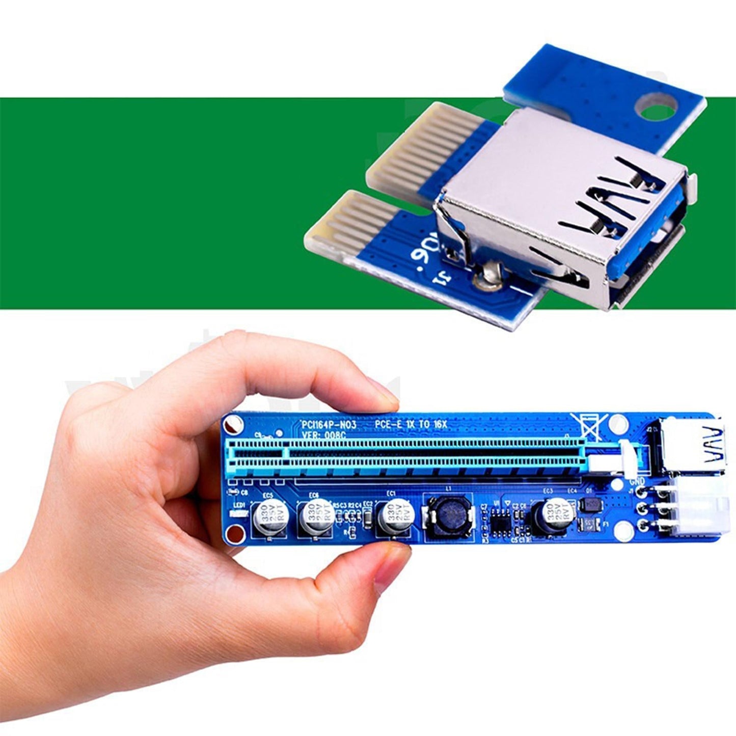 VER008C PCI-E GPU Riser Card PCIE 1X to 16X USB 3.0 60CM Cable Accessories