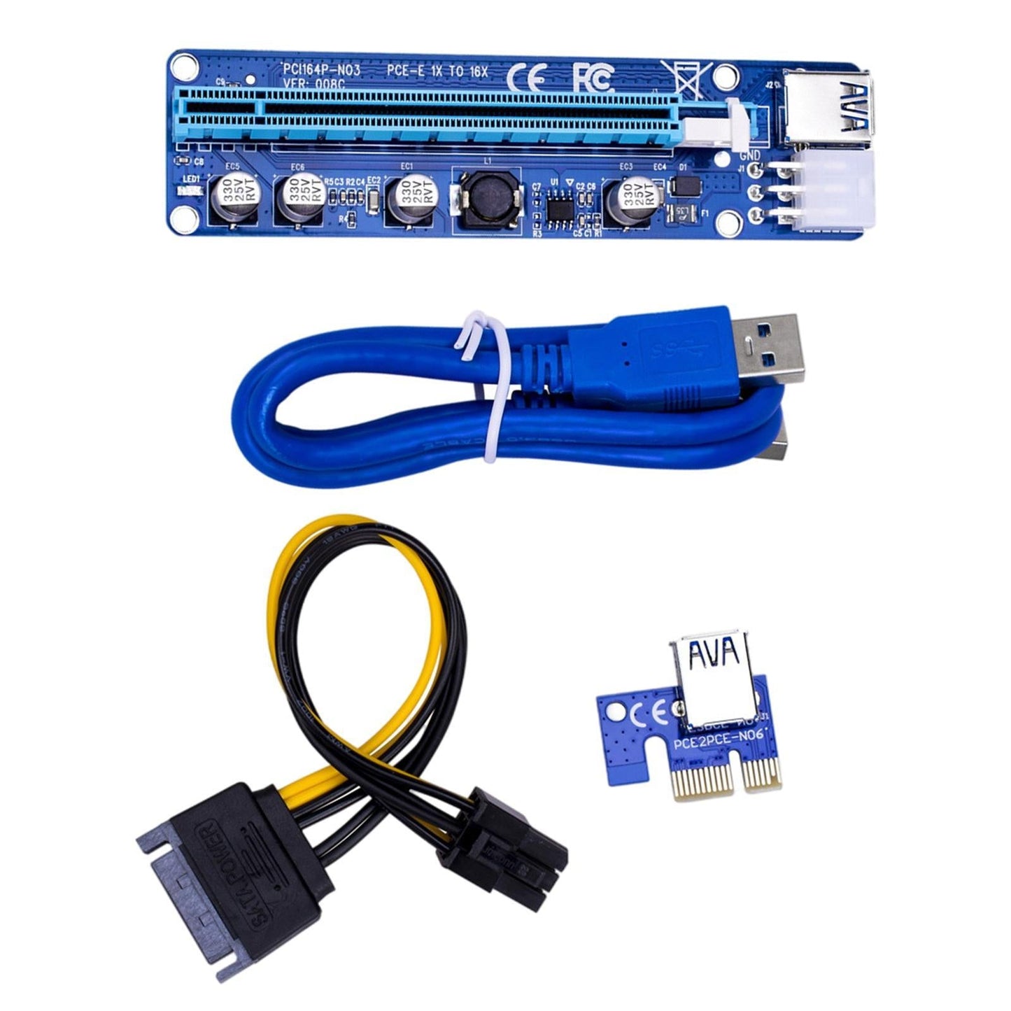 VER008C PCI-E GPU Riser Card PCIE 1X to 16X USB 3.0 60CM Cable Accessories