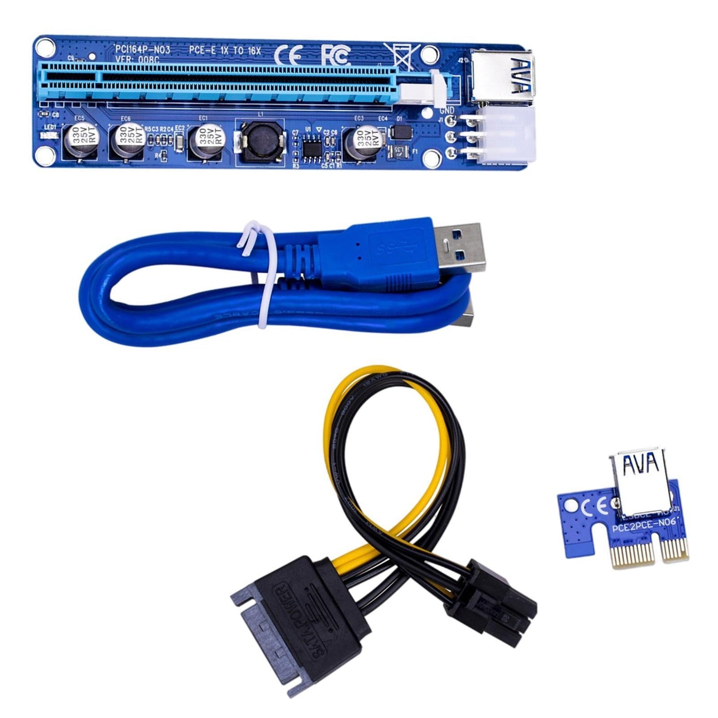 VER008C PCI-E GPU Riser Card PCIE 1X to 16X USB 3.0 60CM Cable Accessories