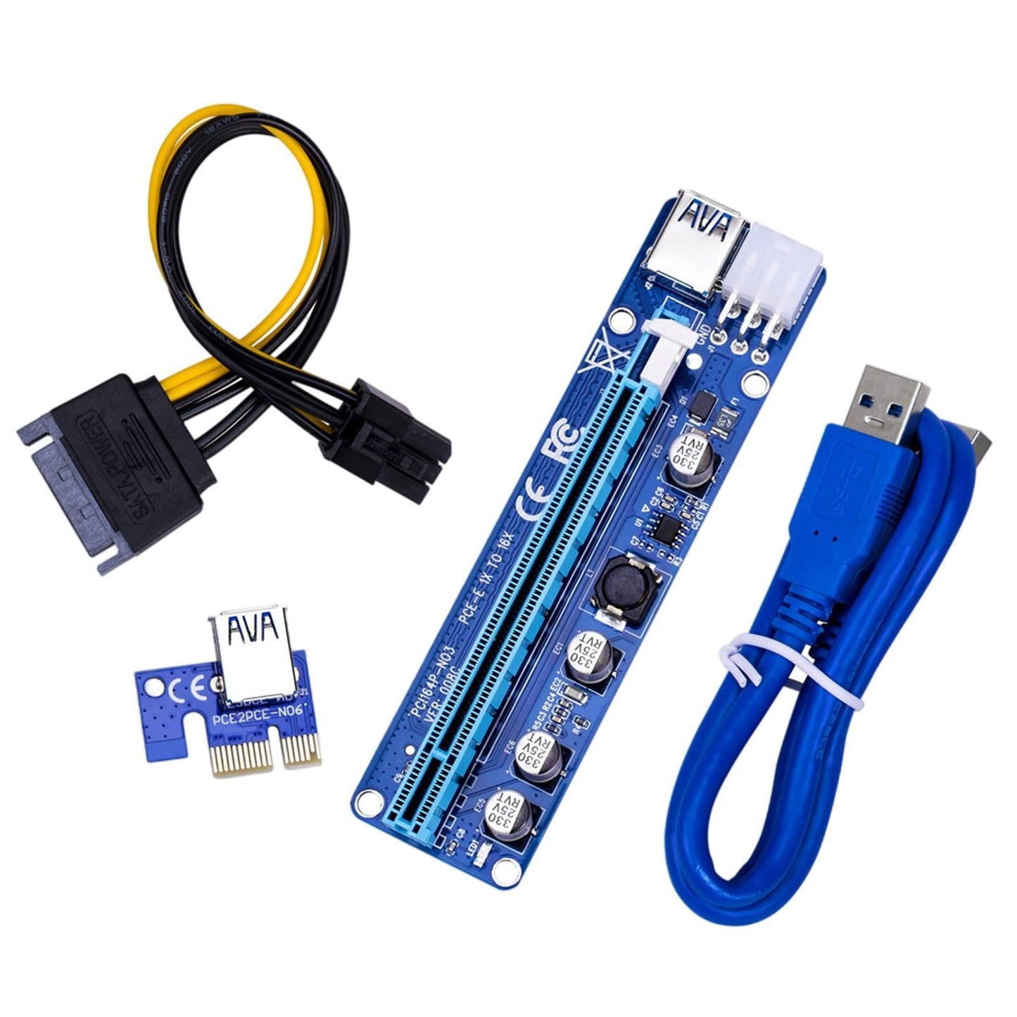 VER008C PCI-E GPU Riser Card PCIE 1X to 16X USB 3.0 60CM Cable Accessories