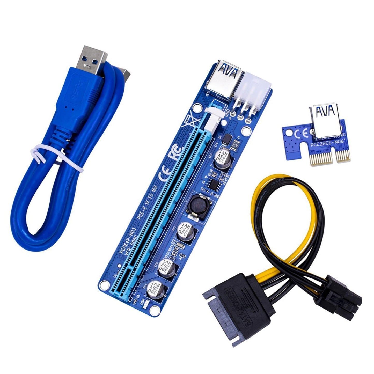 VER008C PCI-E GPU Riser Card PCIE 1X to 16X USB 3.0 60CM Cable Accessories
