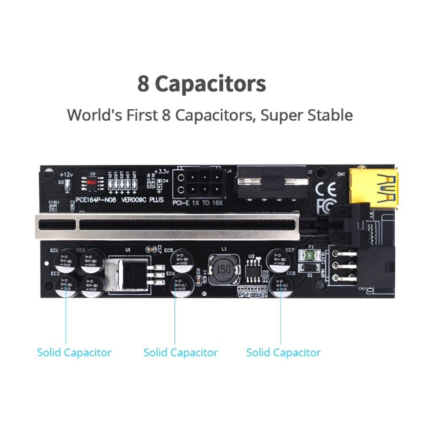 Graphics Card USB 3.0 Ver 010S Plus 1x 16x Multiplier for GPU Mining Powered Three Interface