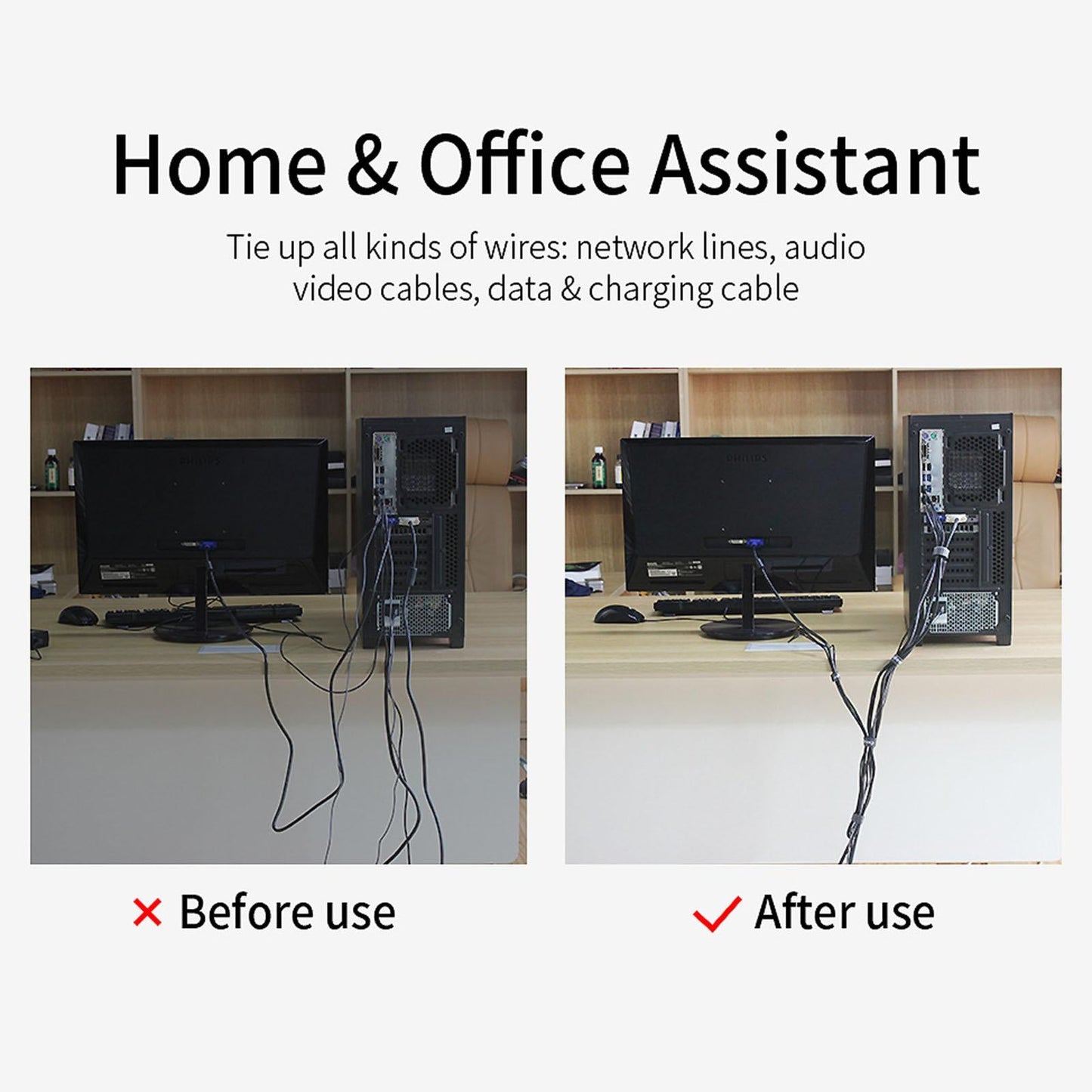 Cable Organizer Strong Adhesion Freely Tailor Reusable for Home Office 0.5m