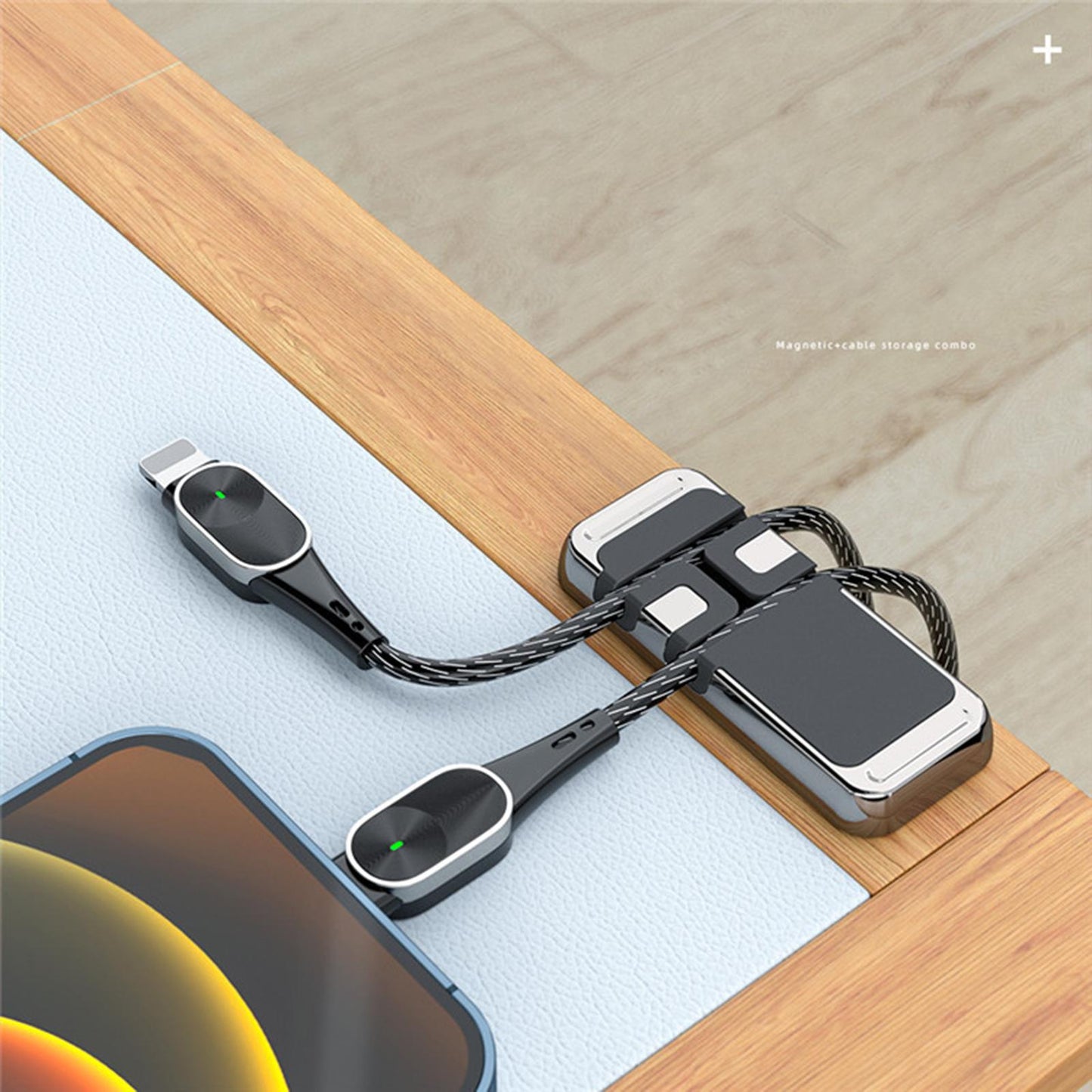Magnetic Phone Mount with USB Cable Management Accessories for Desk Car Silver