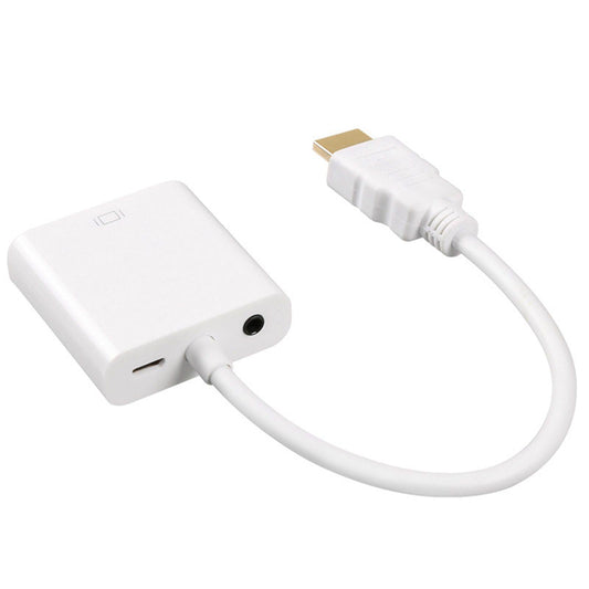 HDMI Cable HDMI to VGA 1080P Video Cable for Desktop PC White audio power