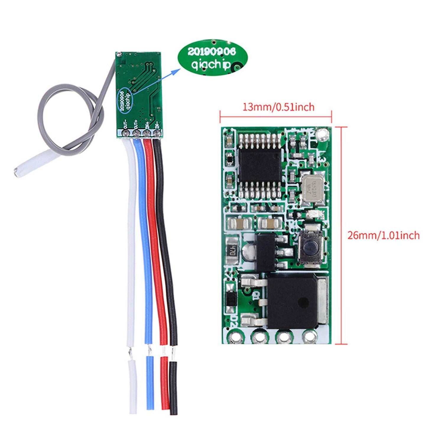 RF 433MHz Mini Wireless Remote Control Switch Receiver AB White Antenna