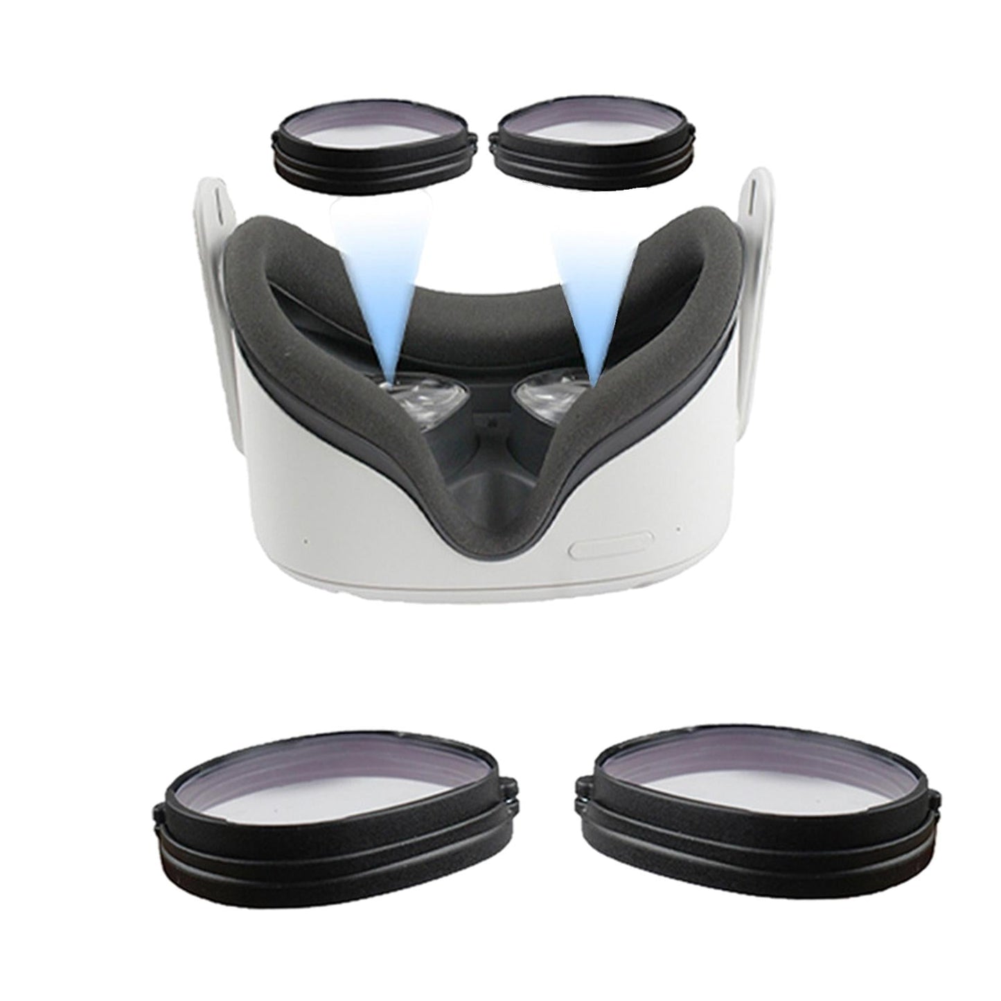 For Quest 2 Anti Blue Light Magnetic Eyeglasses Lens 0°-400° Myopia +bag