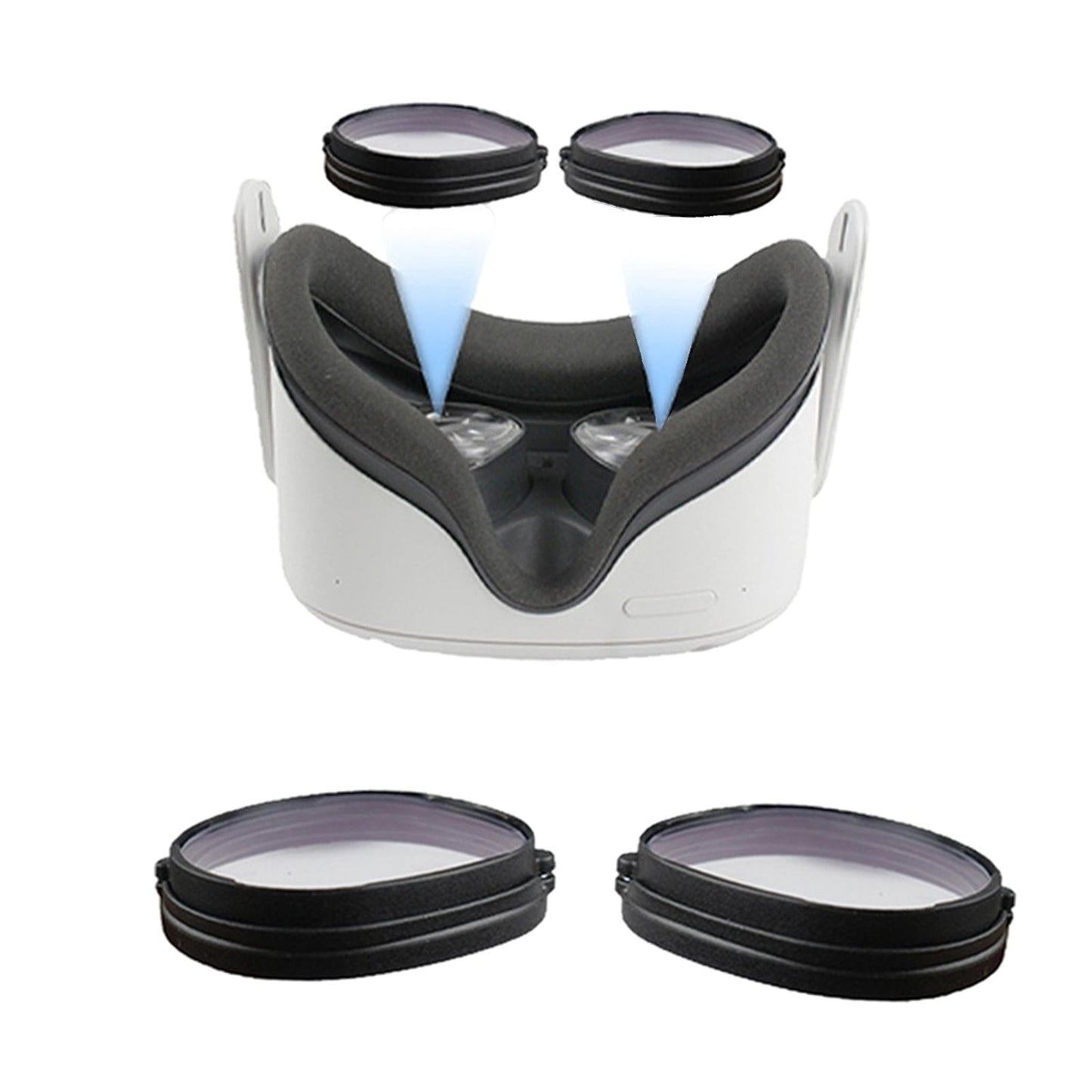 For Quest 2 Anti Blue Light Magnetic Eyeglasses Lens 625°-900° Myopia+bag