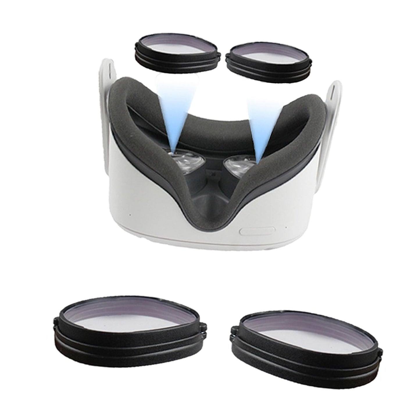 For Quest 2 Anti Blue Light Magnetic Eyeglasses Lens 625°-900° Myopia+bag