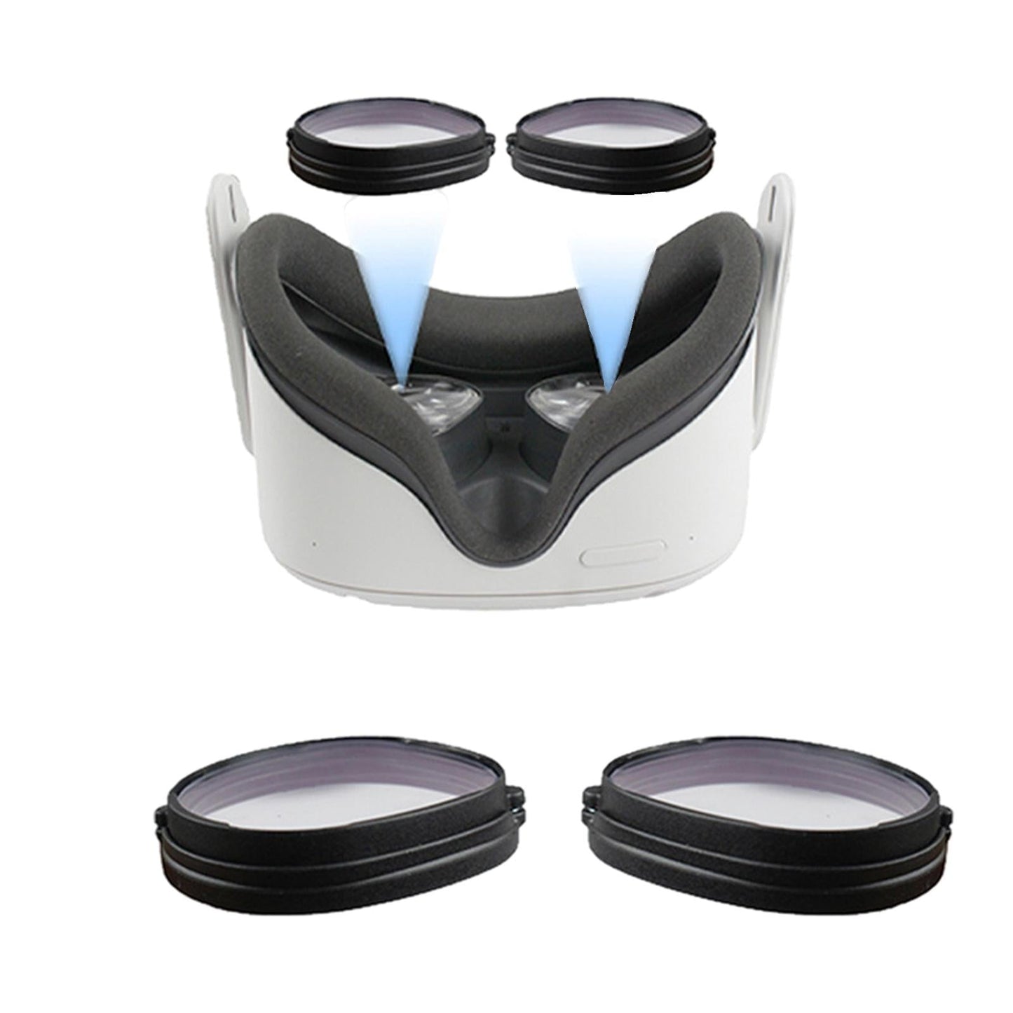 For Quest 2 Anti Blue Light Magnetic Eyeglasses Lens 625°-900° Myopia+bag