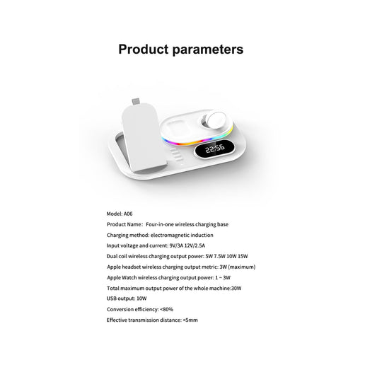 3 IN 1 Wireless Charger Stand Qi Fast Charging Dock Adjustable Black