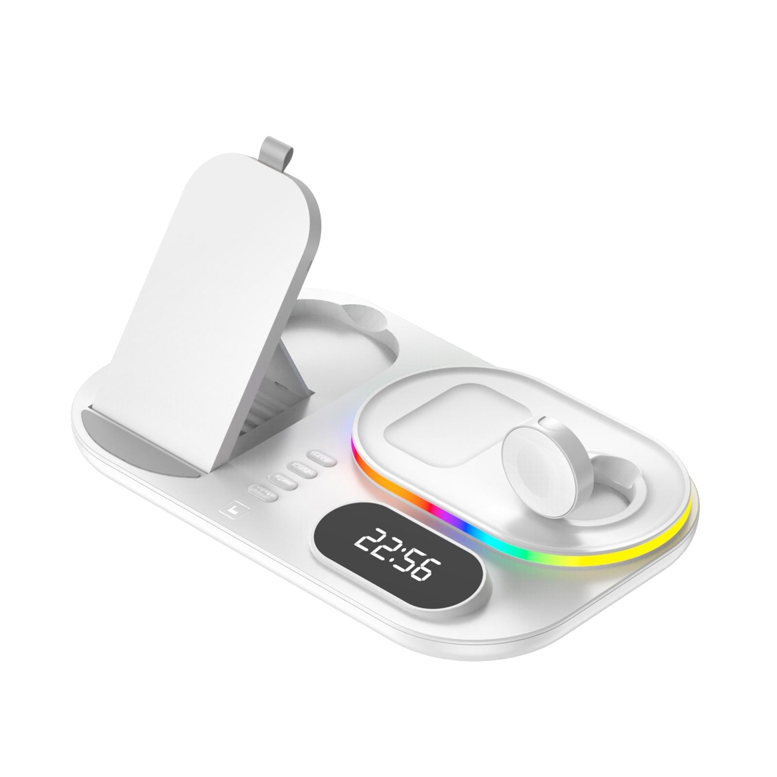 3 IN 1 Wireless Charger Stand Qi Fast Charging Dock Adjustable White