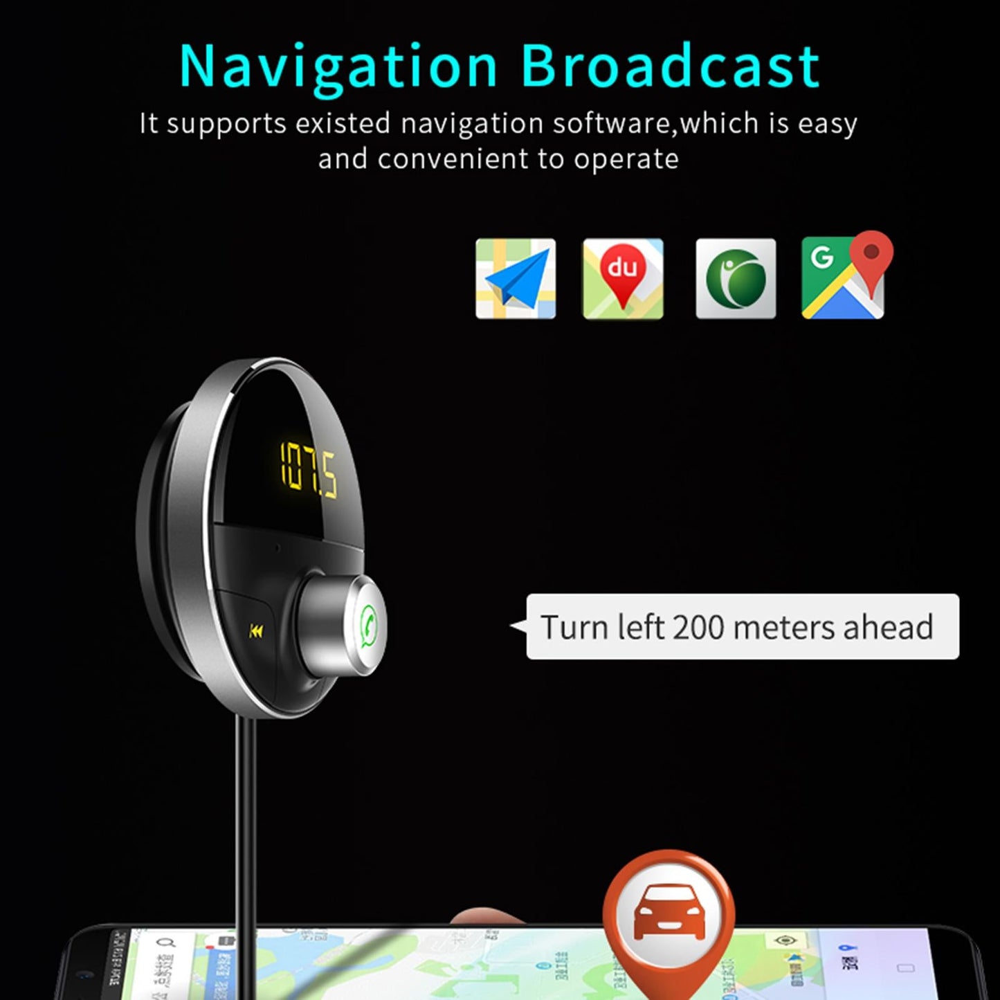 Car MP3 Player Wireless Bluetooth 4.1 FM Radio Transmitter Kit Grey