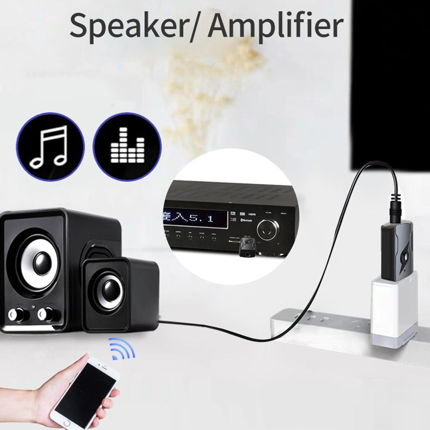 Mini USB Bluetooth 5.0 Wireless Audio Transmitter and Receiver Adapter Black