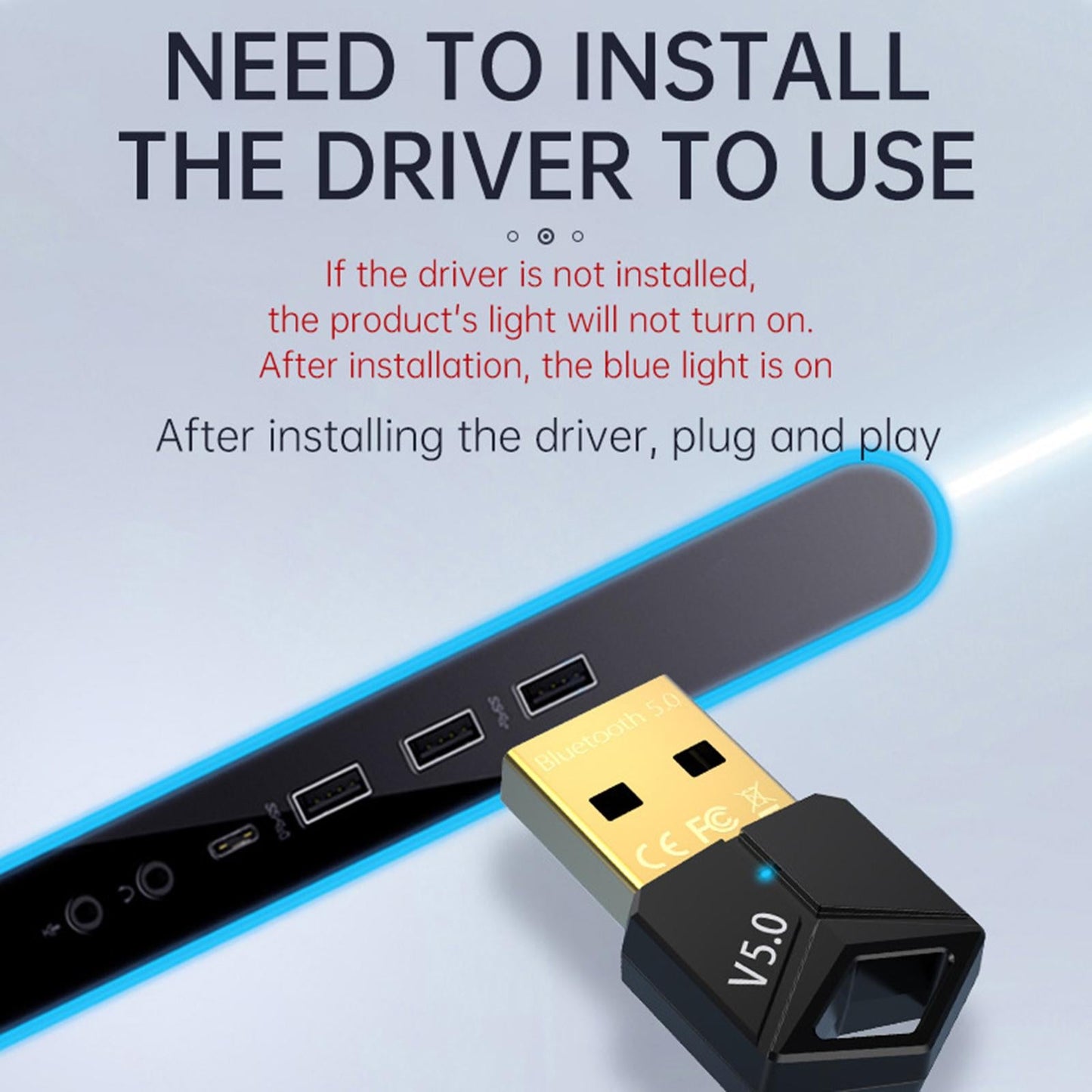 USB Bluetooth 5.0 Adapter Wireless USB 2.0 3Mbps for Printer Mobile Phones