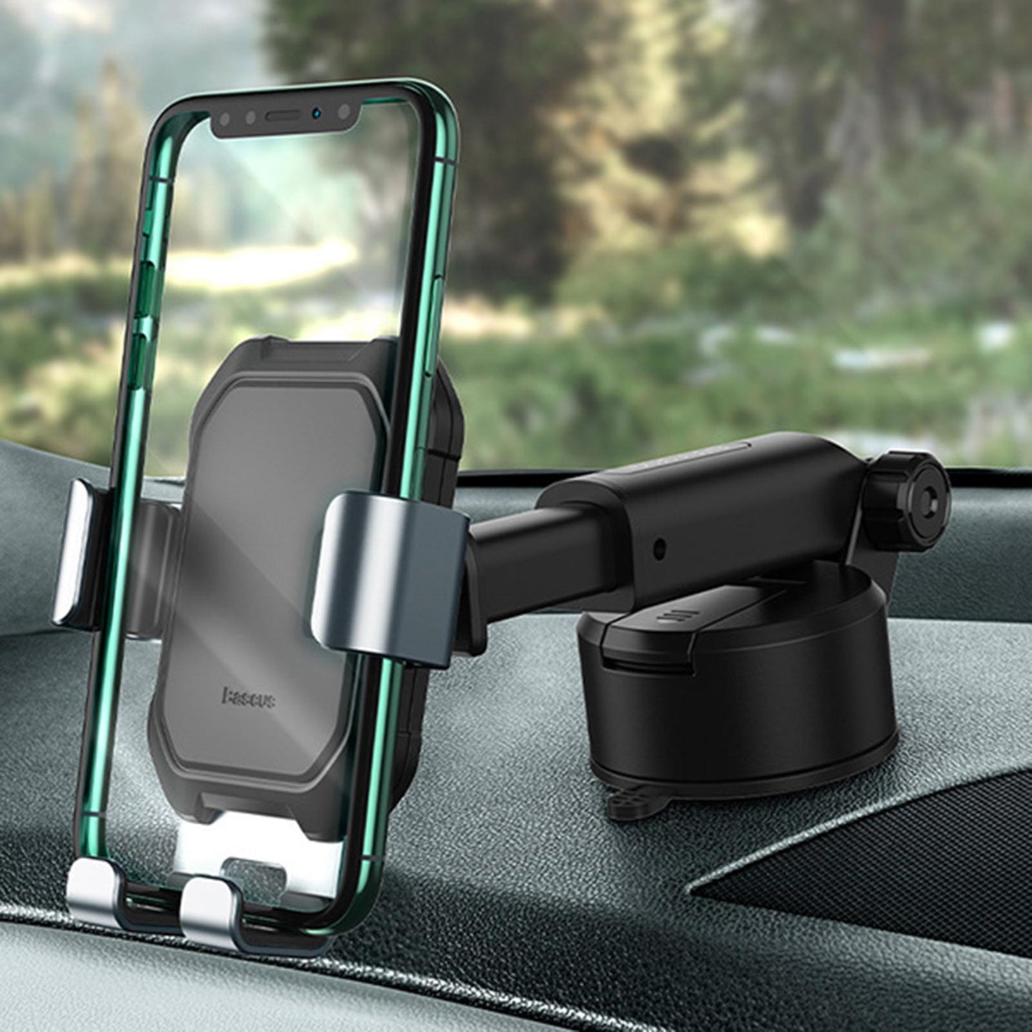 Universal Phone Mount Phone Holder Rotation Car Mount Easy Clamp  Black