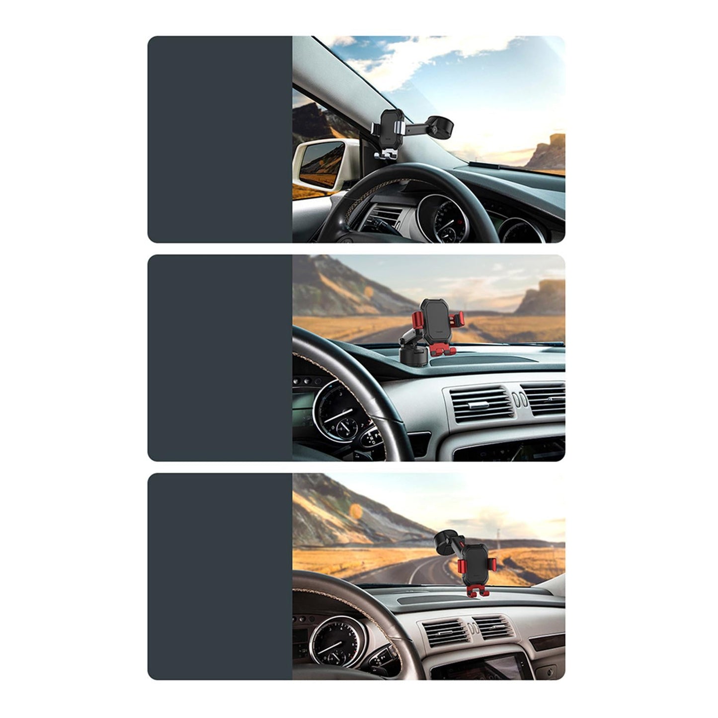 Universal Phone Mount Phone Holder Rotation Car Mount Easy Clamp  Black
