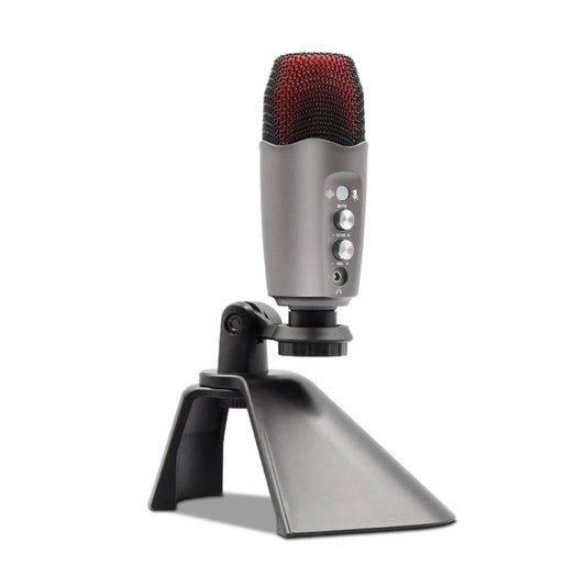 Condenser USB Microphone w/Stand for PC Laptop Gaming Studio Recording Grey