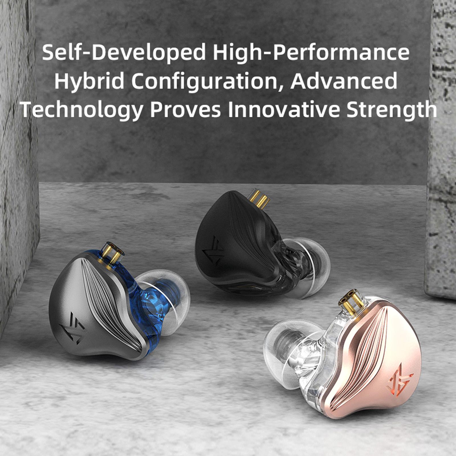 Dual Hybrid Driver Earphones 0.75mm 2Pin Detachable Cable Black no Mic