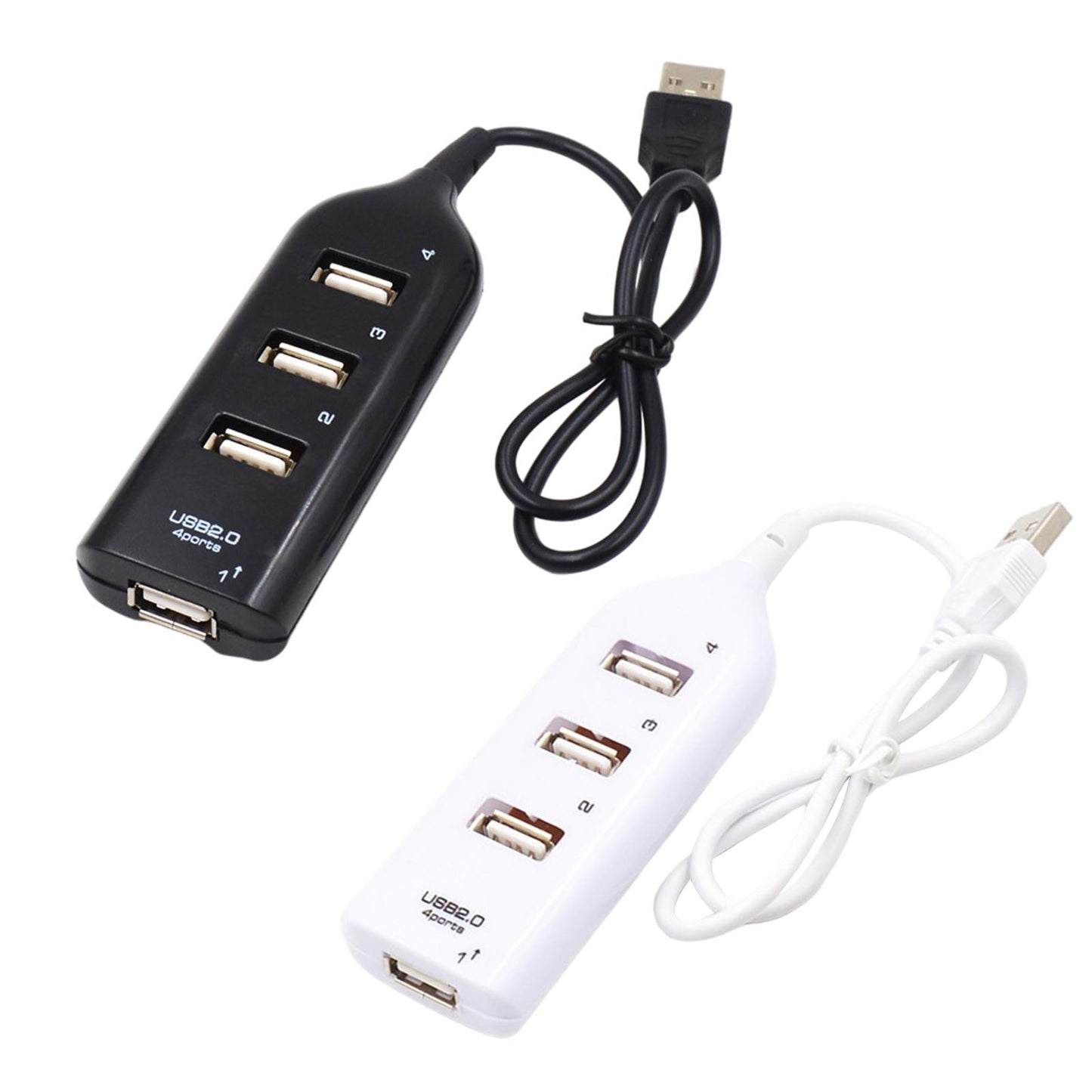 Portable USB HUB 2.0 4 Port Splitter Adapter Super Fast Durable Black