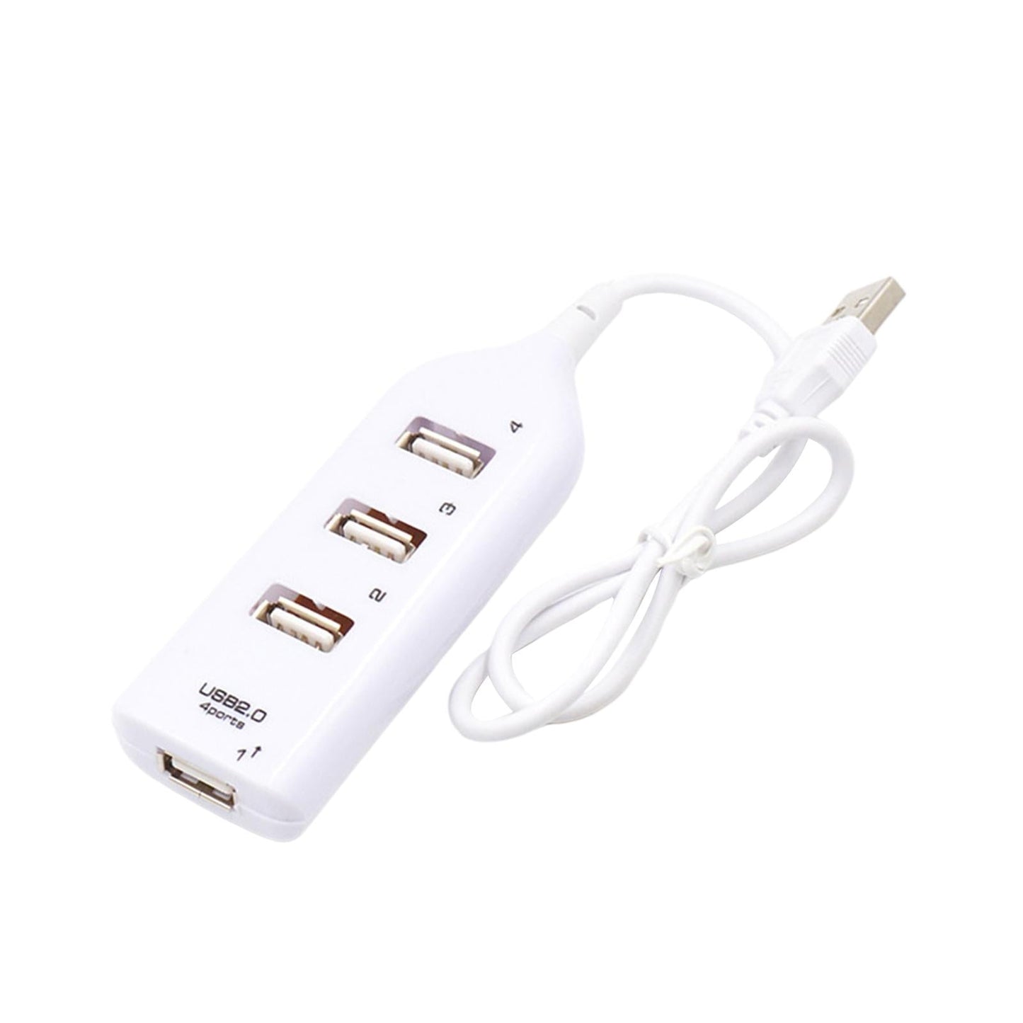 Portable USB HUB 2.0 4 Port Splitter Adapter Super Fast Durable White