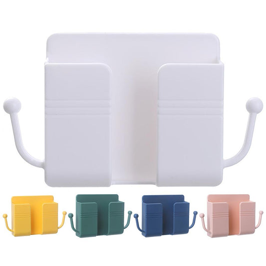 Wall Mount Phone Holder Adhesive Phones Home Charging Rack with Hooks Yellow