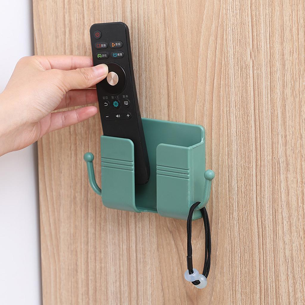 Wall Mount Phone Holder Adhesive Phones Home Charging Rack with Hooks Green