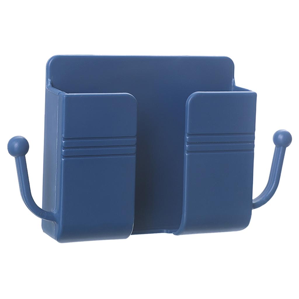 Wall Mount Phone Holder Adhesive Phones Home Charging Rack with Hooks Blue