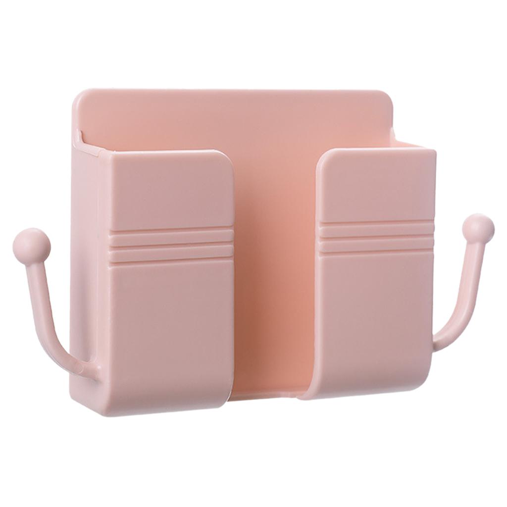 Wall Mount Phone Holder Adhesive Phones Home Charging Rack with Hooks Pink
