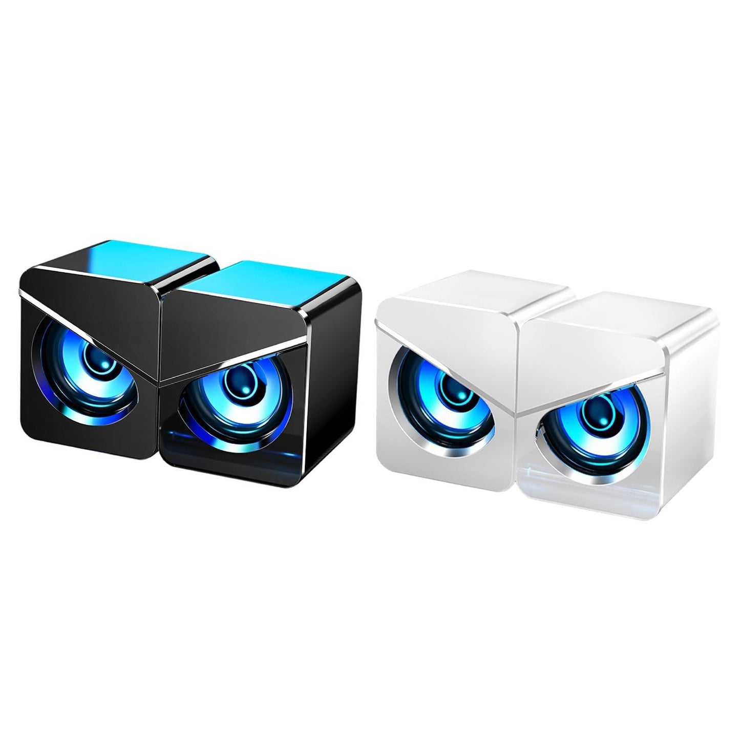USB Powered Computer Speakers for PC  Gaming Projector Home LED Light  Black