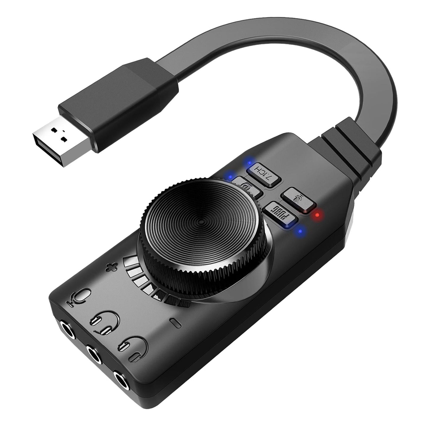 USB 2.0 Sound Card 7.1 3.5mm 3D Audio Adapter Micphone Earphone For LaptopPC