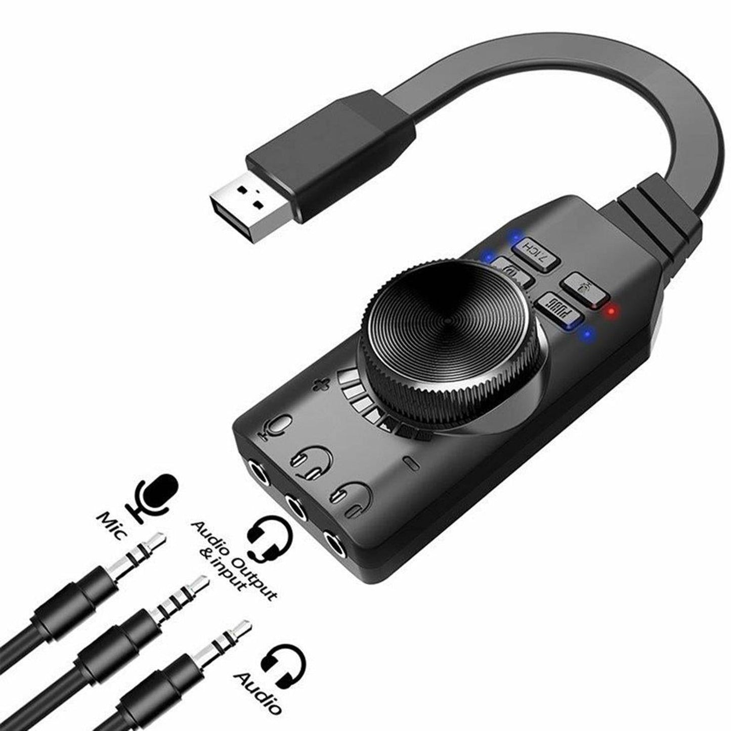 USB 2.0 Sound Card 7.1 3.5mm 3D Audio Adapter Micphone Earphone For LaptopPC