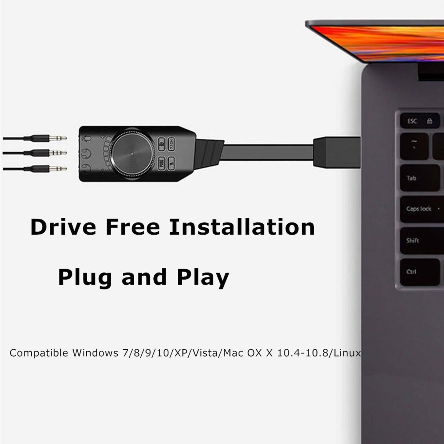 USB 2.0 Sound Card 7.1 3.5mm 3D Audio Adapter Micphone Earphone For LaptopPC