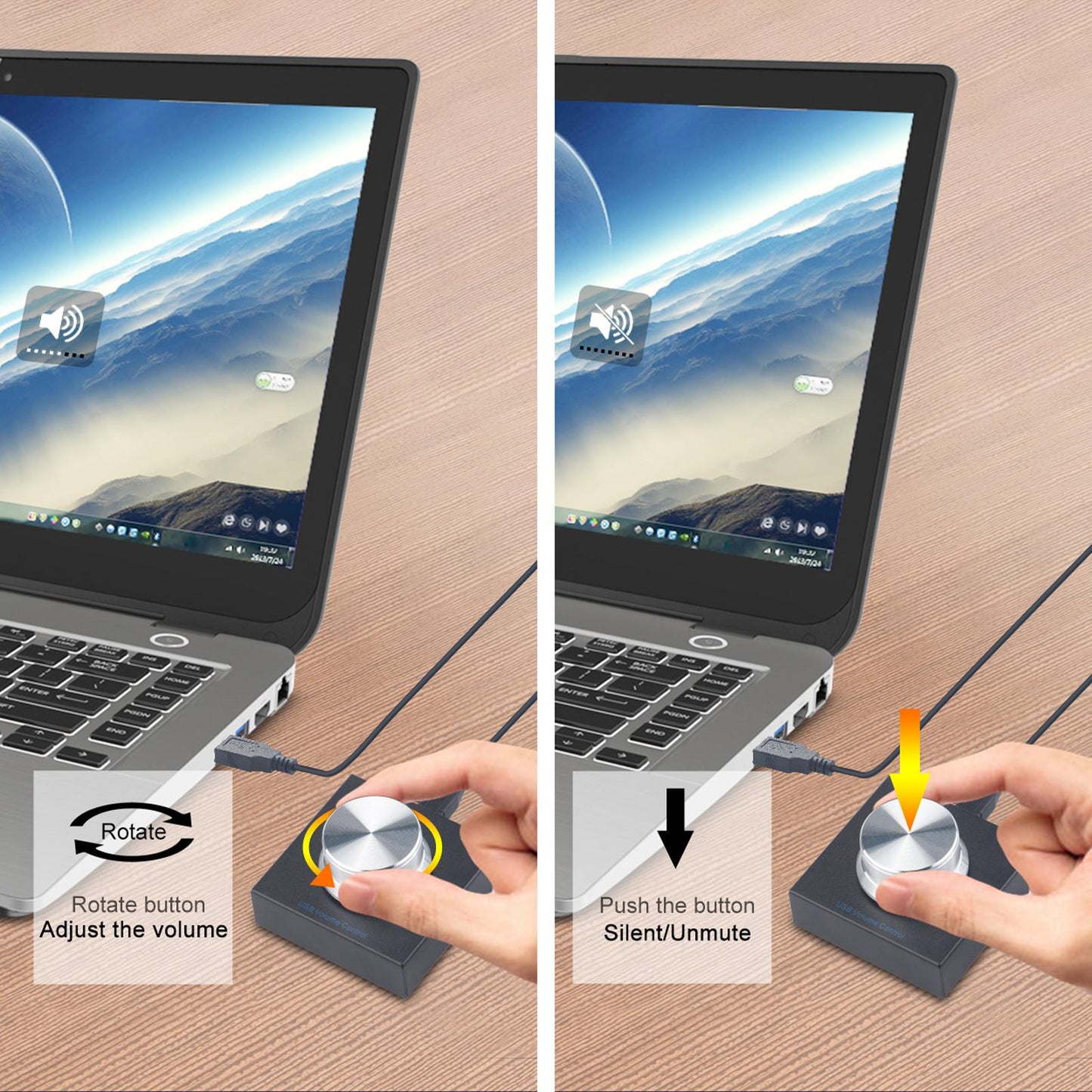Mini Speaker Volume Controller Lossless PC USB Audio Adjuster Knob / Switch