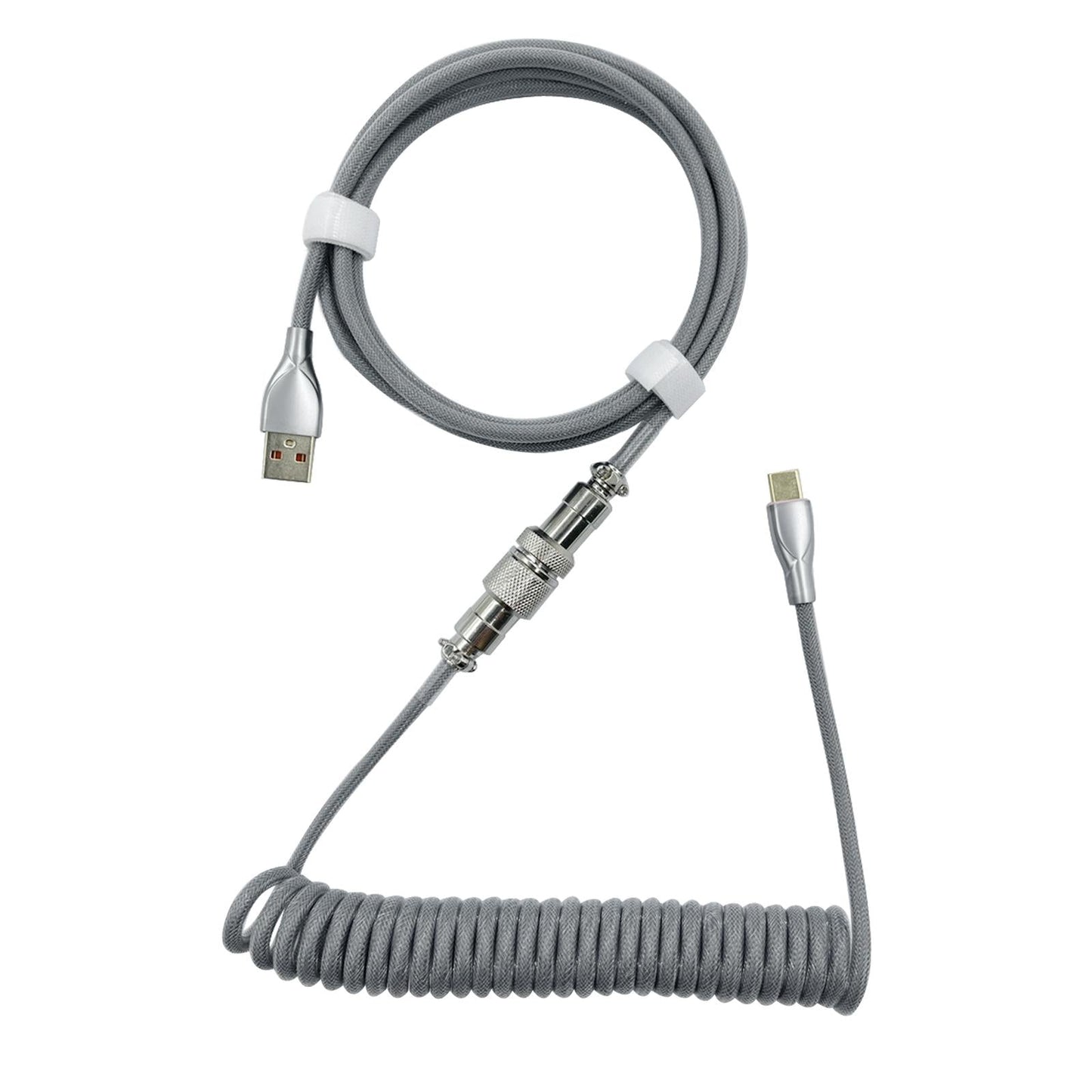 1.8M Coiled Cable Wire Mini Micro USB for Mechanical Keyboard Game Console Grey