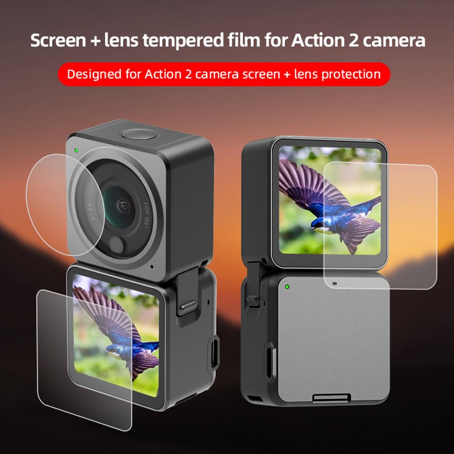 Lens Screen Protective Film for DJI Action 2 Lens Protector  Set 1