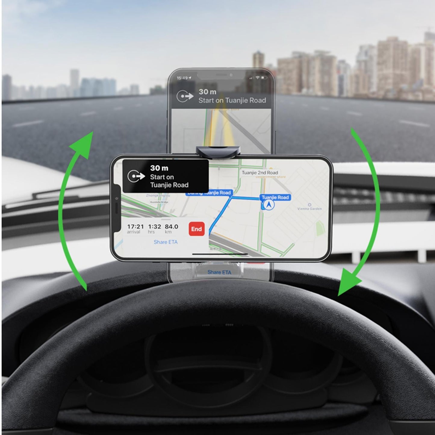 Car Dashboard Phone Bracket 360 Rotatable gm visor  touch lock