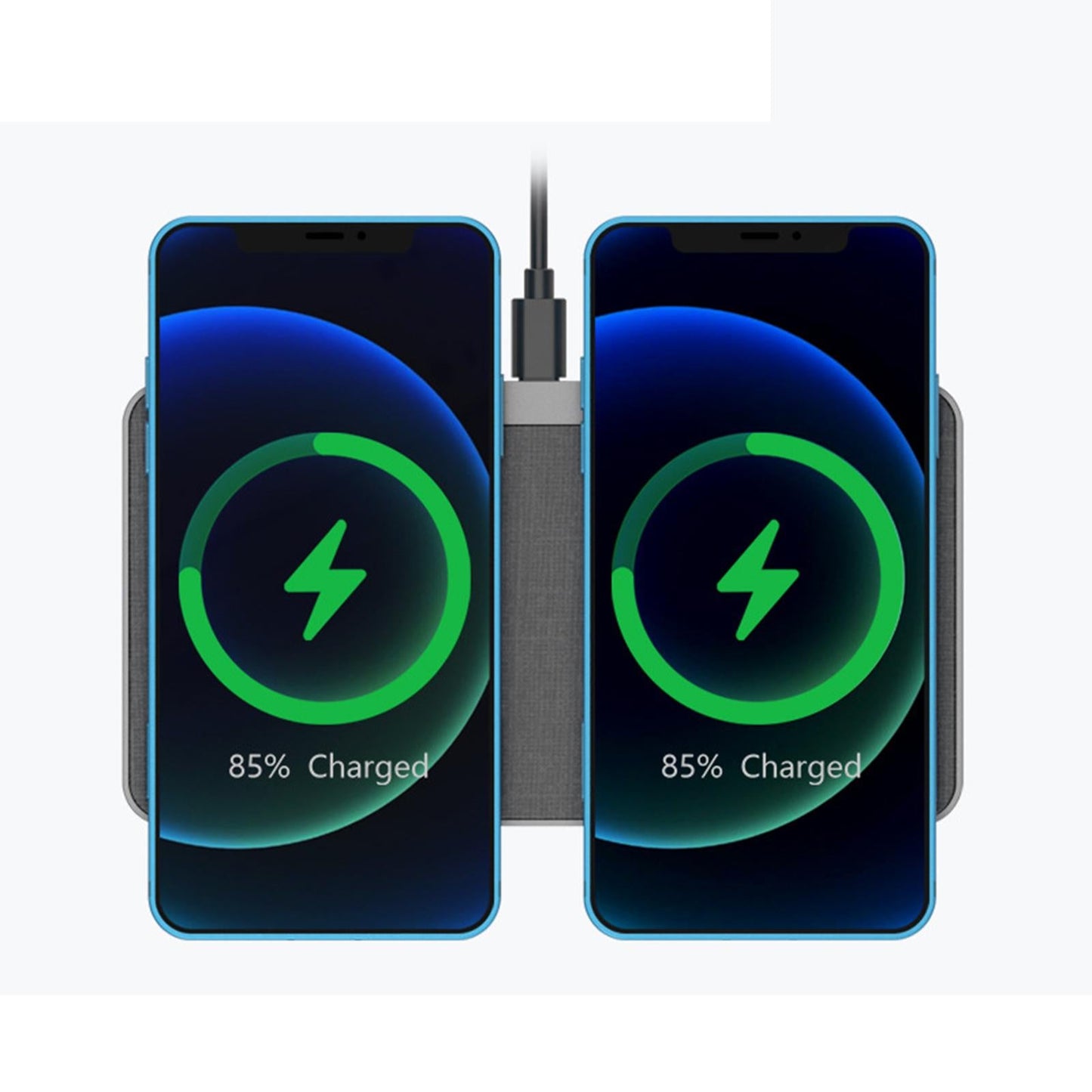 Dual Wireless Charger Qi ABS 2 in 1 Station Dock W/ LED Indicator for Phone Black