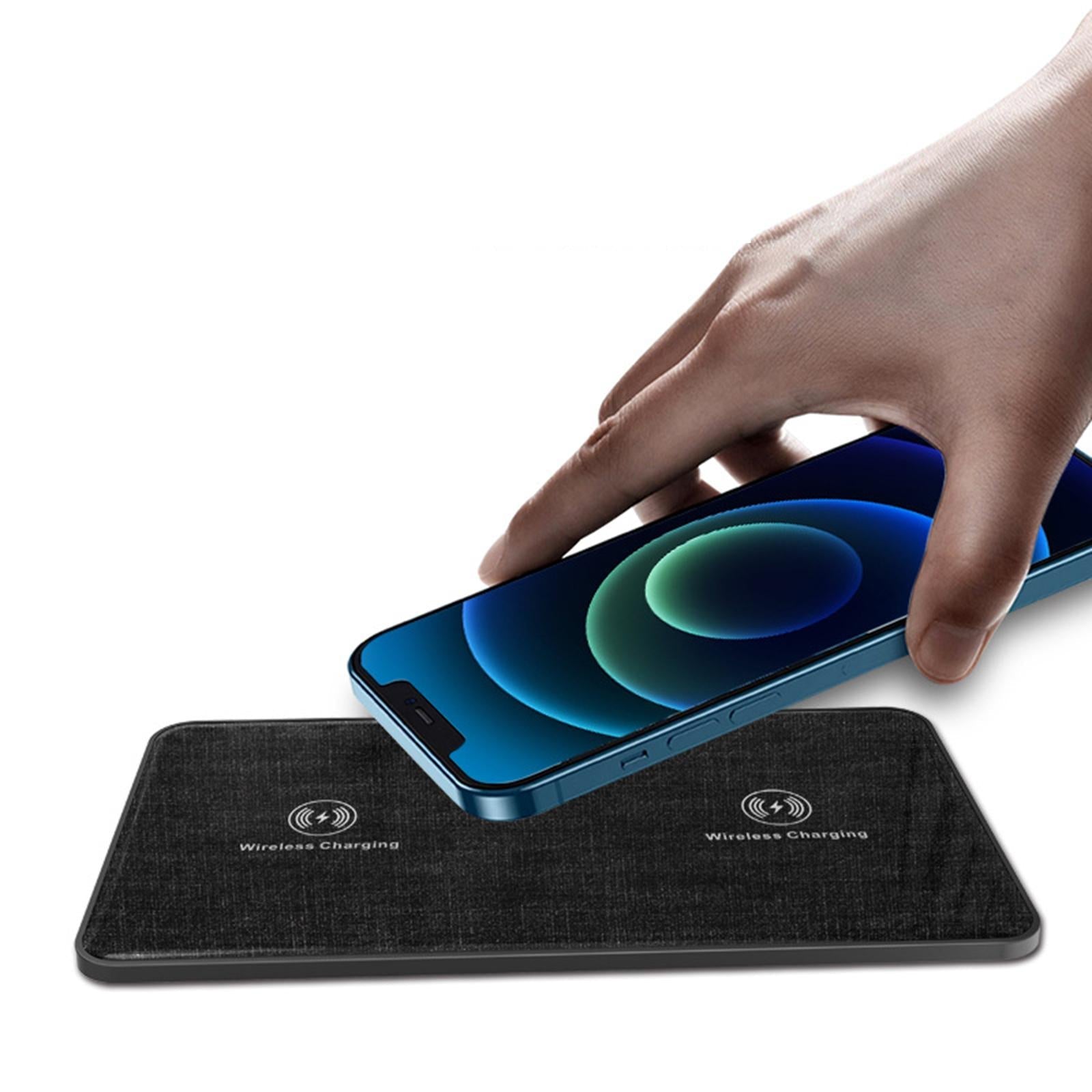Dual Wireless Charger Qi ABS 2 in 1 Station Dock W/ LED Indicator for Phone Black