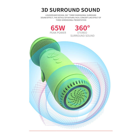 2 in 1 Wireless Karaoke Microphone Bluetooth 5.0 for Kids Adults Green
